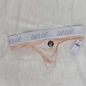 Aerie Pink/White Tanga Logo Cotton Thong